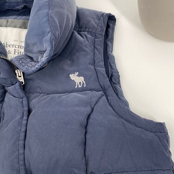 Abercrombie & Fitch Women's Down Filled Puffer Vest Blue M Y2K - Picture 3 of 13